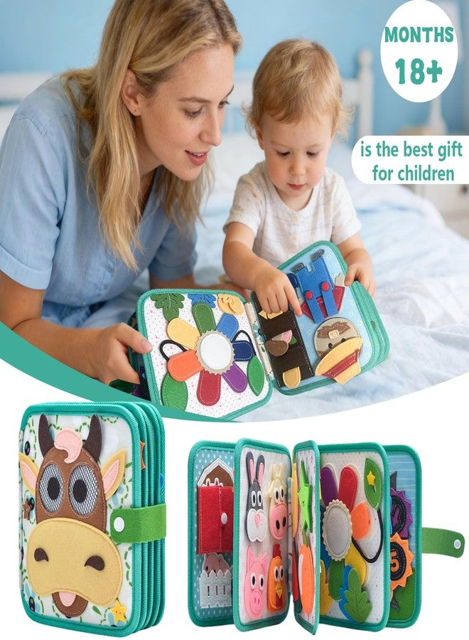 NUOLUTH Busy Book for Toddlers 1-3,Felt Board for Toddlers 1 2 3 Quiet Book Airplane Travel Toys, Sensory Early Learning Educational Toy, Road Trip Activity Books, Birthday Gifts (Pure Little Calf) - Image 3